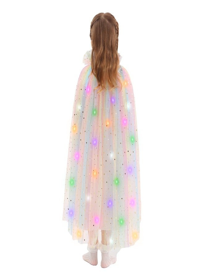 HSCTEK Light Up Princess Cape, Rainbow Princess Dress up Tulle Cape, Coloful Princess Outfit Costume Accessories Kids Toddlers Girls - Image 5